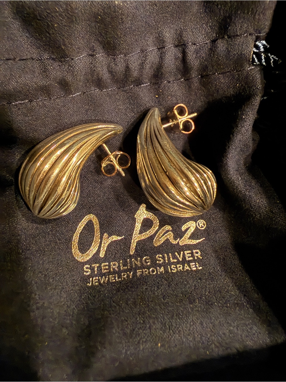 New Or Paz sterling silver earrings 1 1/4” x 3/4” - Picture 5 of 6